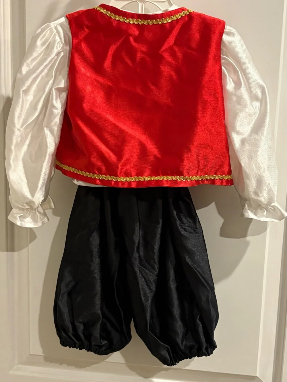 Red & Gold Pirate Costume with White Shirt. Argh.